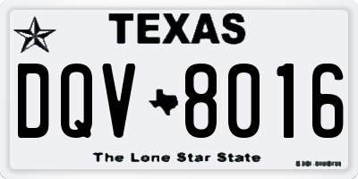 TX license plate DQV8016