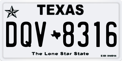 TX license plate DQV8316