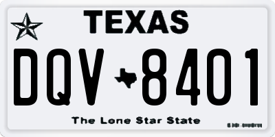 TX license plate DQV8401
