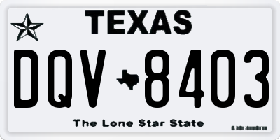 TX license plate DQV8403