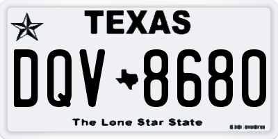 TX license plate DQV8680