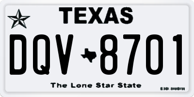 TX license plate DQV8701