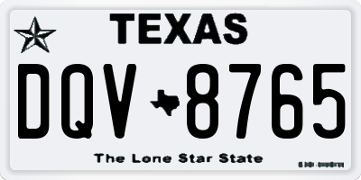 TX license plate DQV8765