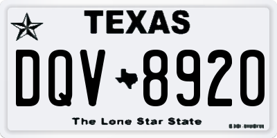 TX license plate DQV8920