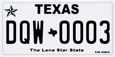 TX license plate DQW0003