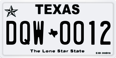 TX license plate DQW0012