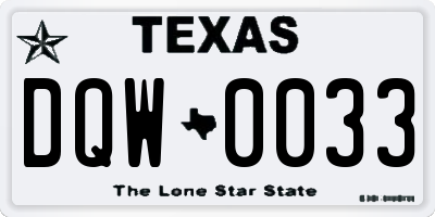 TX license plate DQW0033
