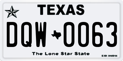 TX license plate DQW0063