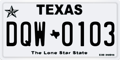 TX license plate DQW0103