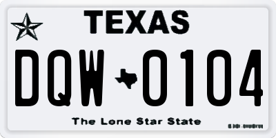 TX license plate DQW0104