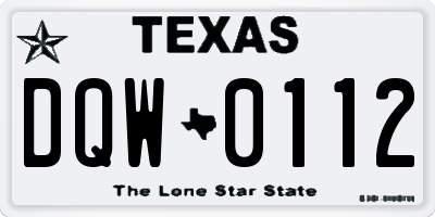 TX license plate DQW0112
