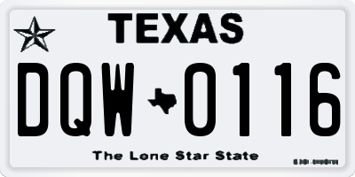 TX license plate DQW0116