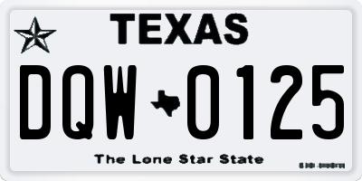 TX license plate DQW0125