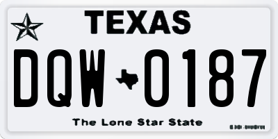 TX license plate DQW0187