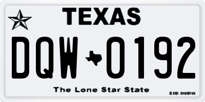 TX license plate DQW0192