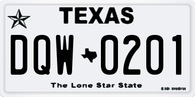 TX license plate DQW0201