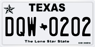 TX license plate DQW0202