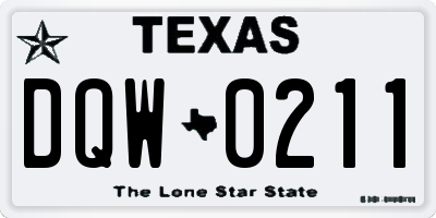 TX license plate DQW0211