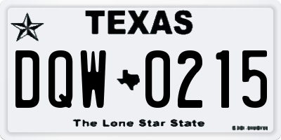 TX license plate DQW0215