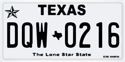 TX license plate DQW0216
