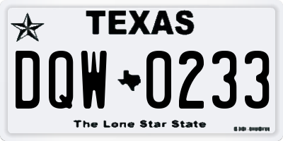 TX license plate DQW0233