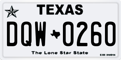 TX license plate DQW0260