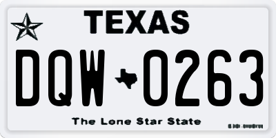 TX license plate DQW0263