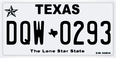 TX license plate DQW0293