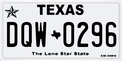 TX license plate DQW0296
