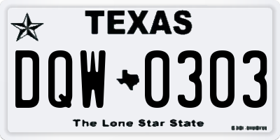 TX license plate DQW0303