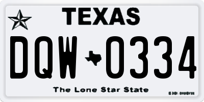 TX license plate DQW0334