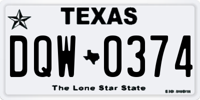 TX license plate DQW0374