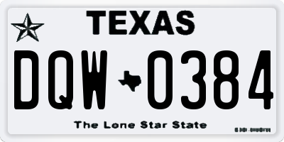 TX license plate DQW0384