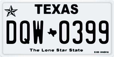 TX license plate DQW0399