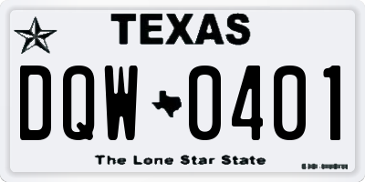 TX license plate DQW0401