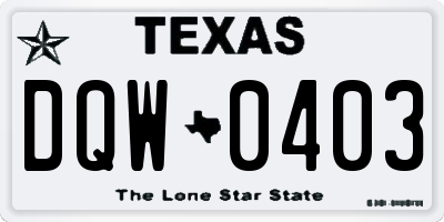 TX license plate DQW0403