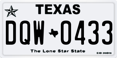 TX license plate DQW0433