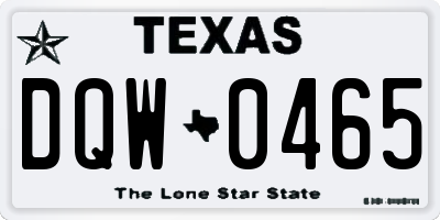 TX license plate DQW0465