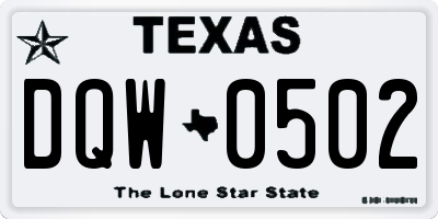 TX license plate DQW0502