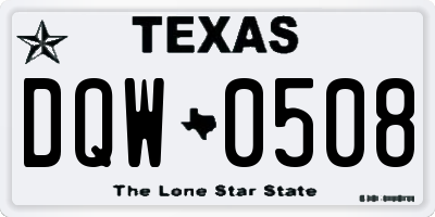 TX license plate DQW0508