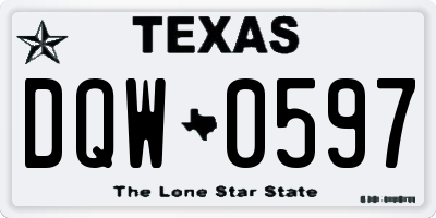 TX license plate DQW0597