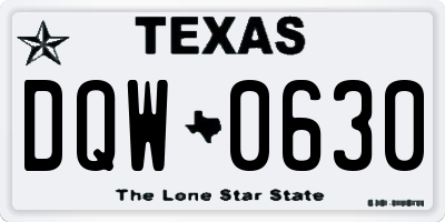 TX license plate DQW0630