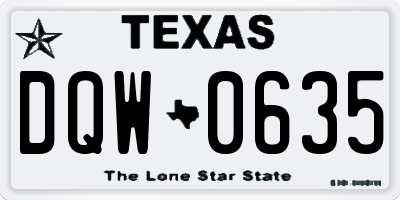 TX license plate DQW0635