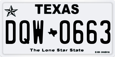 TX license plate DQW0663