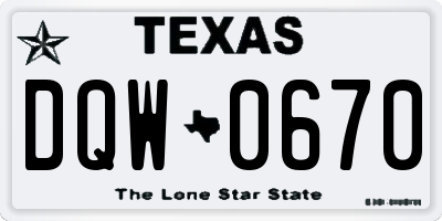 TX license plate DQW0670