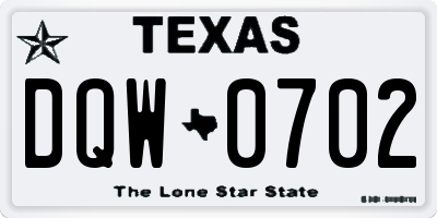 TX license plate DQW0702