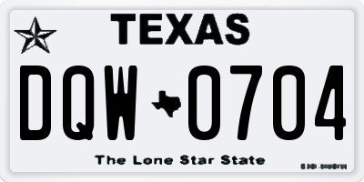 TX license plate DQW0704