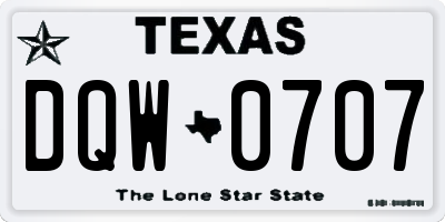 TX license plate DQW0707