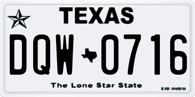 TX license plate DQW0716