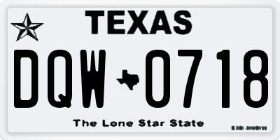 TX license plate DQW0718